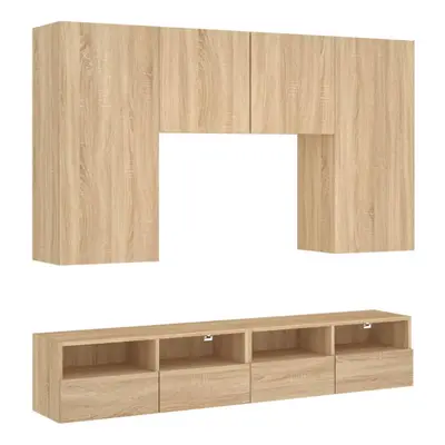 (sonoma oak) vidaXL TV Wall Units Piece Floating TV Wall Unit TV Stand Engineered Wood