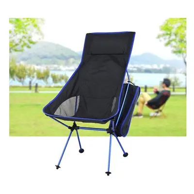 (Dark Blue) Portable Collapsible Moon Chair Fishing Camping BBQ Stool Folding Extended Hiking Se