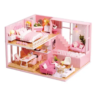 1:24 Wooden 3D DIY Handmade Assemble Miniature Doll House Kit Toy with Furniture for Kids Gift C