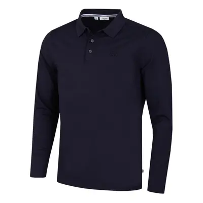 (M, Navy) Calvin Klein Mens Long Sleeve Stretch Campus Golf Polo Shirt