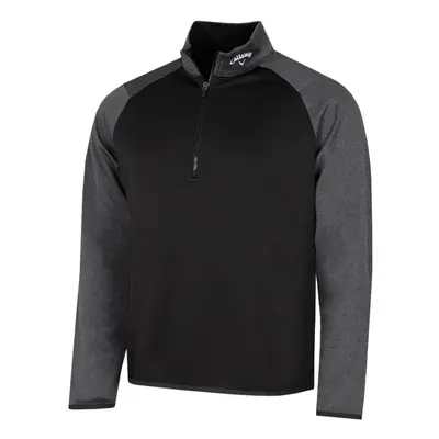 (M, Caviar) Callaway Golf Mens Long Sleeve 1/4 Zip Waffle Two-Tone Sport Midlayer