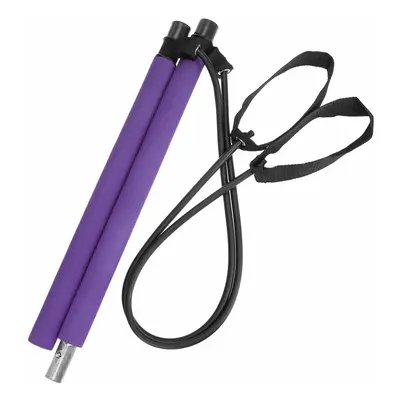 (Purple) Portable Yoga Exercise Pilates Bar Resistance Bands Workout Gym Stick Fitness Tools