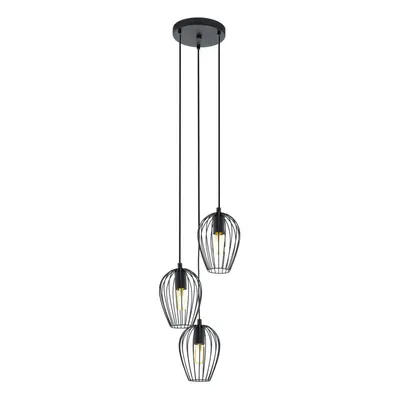 Hanging Ceiling Pendant Light Black Wire Cage 3x 60W E27 Hallway Feature Lamp