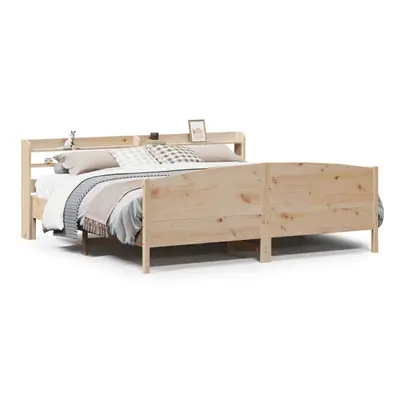 vidaXL Bed Frame with Headboard Bed Base Bedstead 200x200 cm Solid Wood Pine