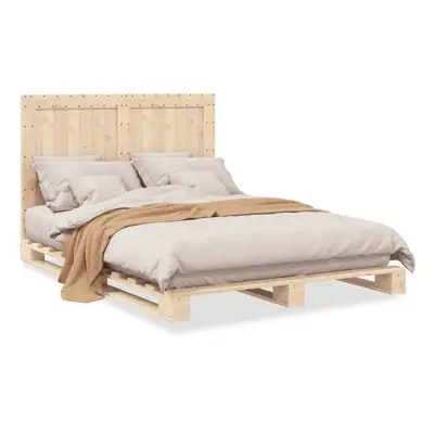 vidaXL Bed Frame with Headboard Bed Base Bedstead 140x200 cm Solid Wood Pine