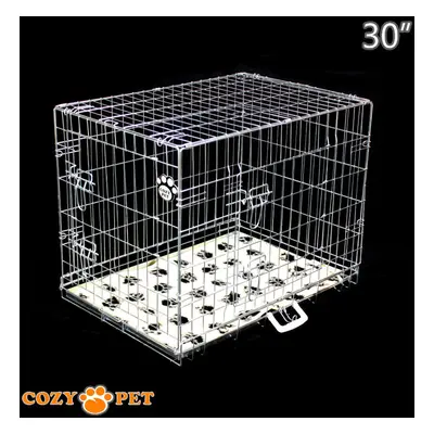 Dog Cage in Silver Puppy Crate Cozy Pet Travel Crates with Vet Bedding