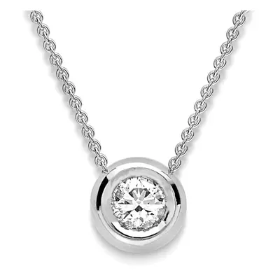 Jewelco London 18ct White Gold Diamond Donut Solitaire Slider Necklace 0.9mm 18" 45cm 21pts - CW