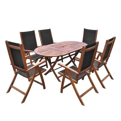 vidaXL Piece Outdoor Dining Set Acacia Wood Folding Garden Table Chair Seat