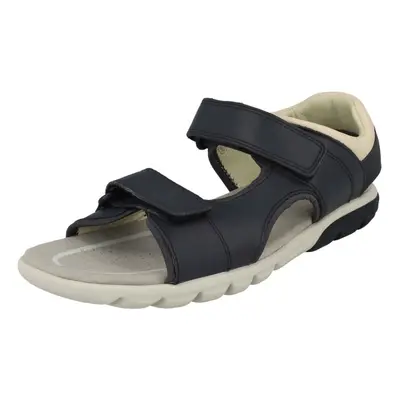 (UK 11.5 Child, Navy (Blue)) Boys Clarks Casual Strapped Sandals Rocco Wave - G Fit