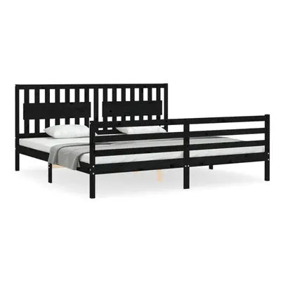 (black, x cm) vidaXL Bed Frame Bed Base Platform Bed with Headboard Black Single Solid Wood