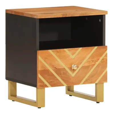 (1 pcs) vidaXL Bedside Cabinet Nightstand Bed Table Brown and Black Solid Wood Mango