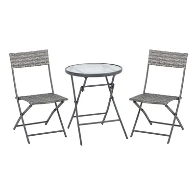 Outsunny PCs Patio Wicker Bistro Set Foldable Table and Chair Set for Outdoor