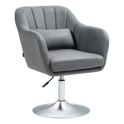 HOMCOM Stylish Retro Swivel Tub Chair Steel Frame Cushion Seat Dark Grey