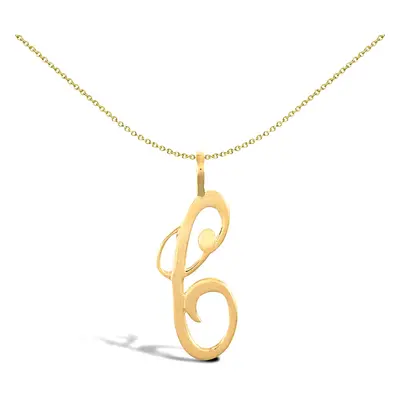 Jewelco London Solid 9ct Yellow Gold Script Identity Initial Pendant Letter C - JIN002-C