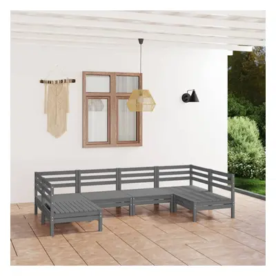 vidaXL Garden Lounge Set Outdoor Sofa Set Couch Piece Grey Solid Wood Pine