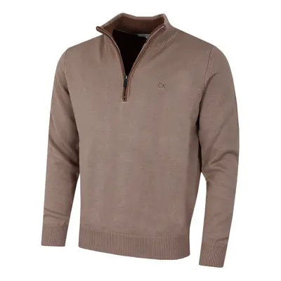 (S, Mocha) Calvin Klein Mens Knit Cotton 1/2 Zip Golf CK Top Sweater