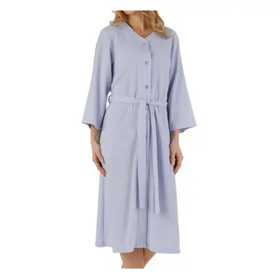 (Blue, Small - UK 10/12) Slenderella Ladies Lightweight Waffle Button Up Robe Dressing Gown