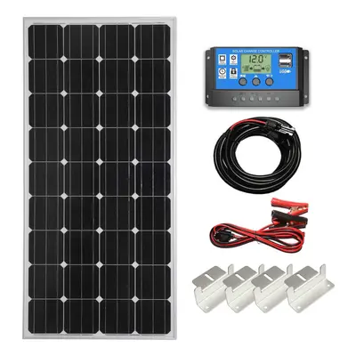 Lowenergie Mono Solar Panel Battery Charging Kit with Charger Controller & Mounting Bracket Set.