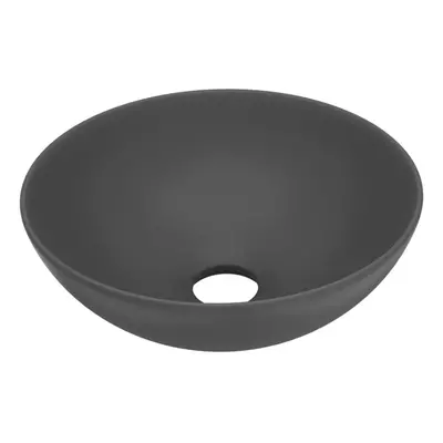 vidaXL Bathroom Sink Ceramic Dark Grey Round Cloakroom Counter Top Wash Basin