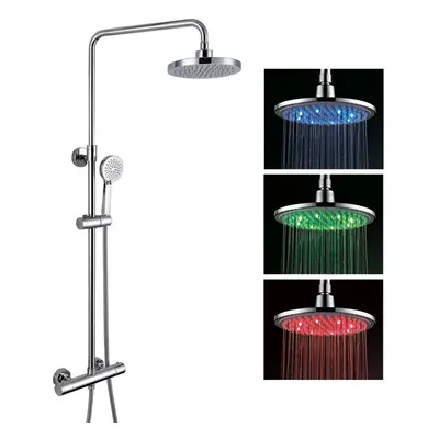 Premier Exposed Led Round Thermostatic Mixer Shower Valve Tap Chrome Bathroom