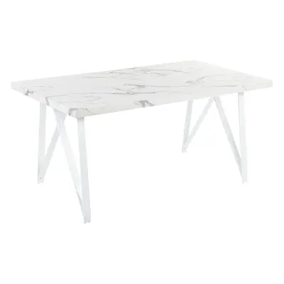 Dining Table GRIEGER cm cm Marble Effect White