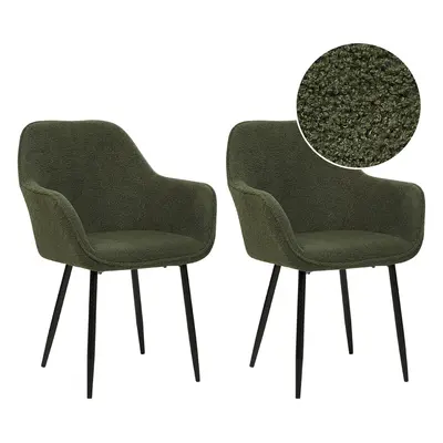 Set of Dining Chairs ALDEN Boucle Dark Green