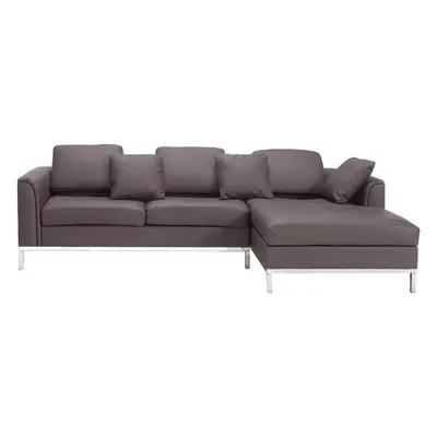 Left Hand Leather Corner Sofa Brown OSLO