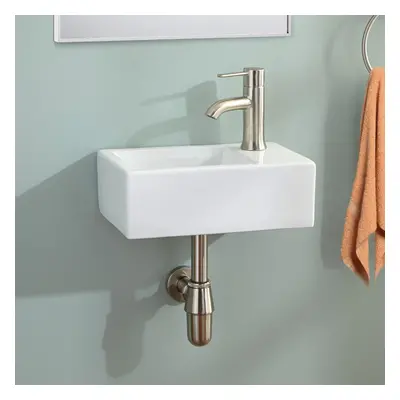 360mm Wall Hung Ceramic Compact Basin Sink Right Hand