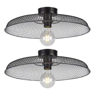 Set of Cassidy - Large Black Mesh Ceiling Flush Lights