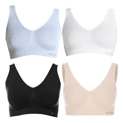 (L) 4x Bonds Womens Seamless Wireless Wire Free White Comfy Crop Top Bra WVLHY Bulk