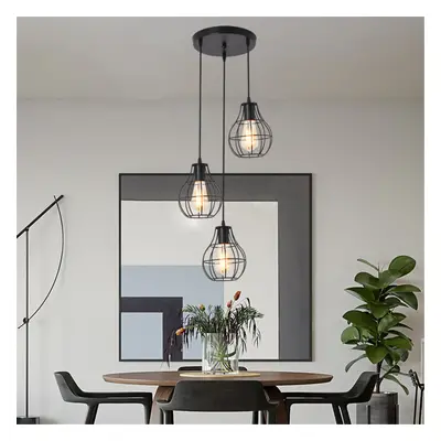 3-Lights Industrial Pendant Lighting Ceiling Metal Vintage Hanging Retro Lamp Without Bulb