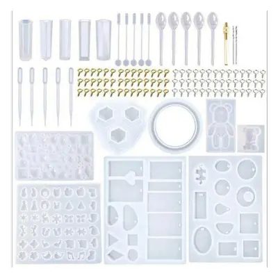 229pcs DIY Glue Drop Rubber Mold Set Jewelry Mould Handmade Crystal Resin Silicone