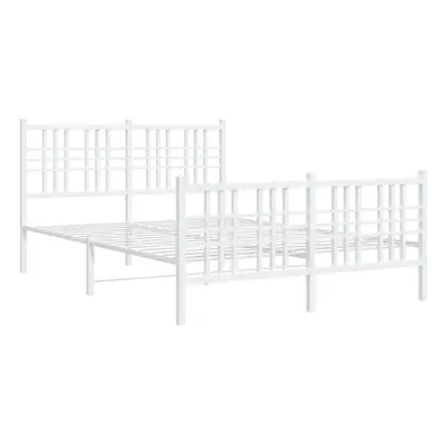 (white, 140x200 cm/with headboard & footboard) vidaXL Metal Bed Frame with Headboard Home Bed Ba