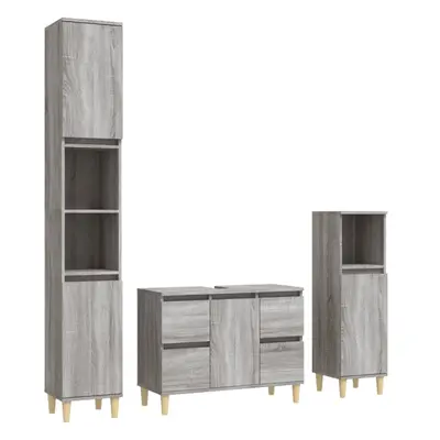 (grey sonoma) vidaXL Bathroom Furniture Set Vanity Unit Set Piece White Engineered Wood