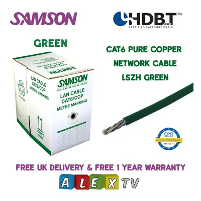 305m Samson CAT6 Pure Copper LSZH Green Internal Network Cable HDBaseT Certified