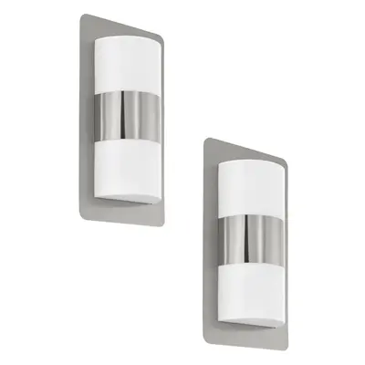 2 PACK IP44 Outdoor Wall Light Modern Stainless Steel 2x 10W E27 Porch Lamp