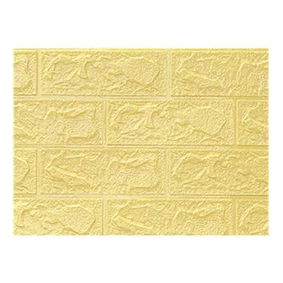 (Yellow) 20Pcs/Set 3D Brick Wall Sticker Self-adhesive Panel Decal Waterproof PE Foam Wallpaper 