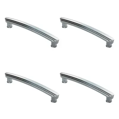 4x Ridge Deisgn Curved Cabinet Pull Handle 160mm Fixing Centres Polished Chrome