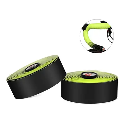 (Yellow) 2PCS Multifunctional Bicycle Handlebar Tape EVA Belt With Bar Plugs Anti-slip Soft MTB 