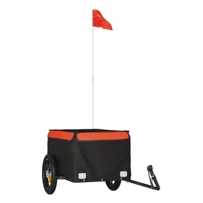 (orange) vidaXL Bike Cargo Trailer Bike Carriage Bicycle Wagon Trailer with Flag Iron