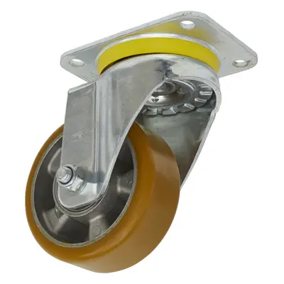 125mm Swivel Plate Castor Wheel - 50mm Tread Non-Marking Aluminium & PU Plastic