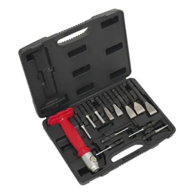 13 Piece Interchangeable Punch & Chisel Set - Hammer Through Grip - Storage Case