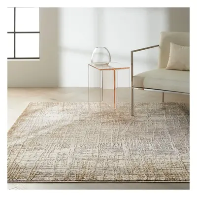 (Large 152x97cm) Calvin Klein Rush Designer Abstract Rugs CK950 Ivory Taupe