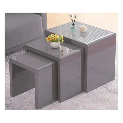 (Grey) High Gloss Nest of Tables White Or Grey