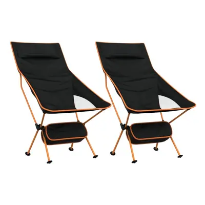 (black and orange) vidaXL Foldable Camping Chairs Camp Chair pcs Oxford Fabric and Aluminium