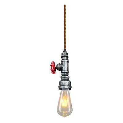 (Silver) 85-265V Retro Pendant Light Ceiling E27 Lamp Bulb Alloy 116cm Home Decoration