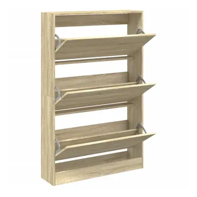 (sonoma oak, x x 125.5 cm) vidaXL Shoe Cabinet with Flip-Drawers Shoe Storage Shelf Shoe Rack Cu