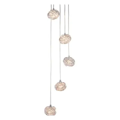 Multi Light Ceiling Pendant Bulb Chrome & Crystal Glass Chandelier Height Lamp