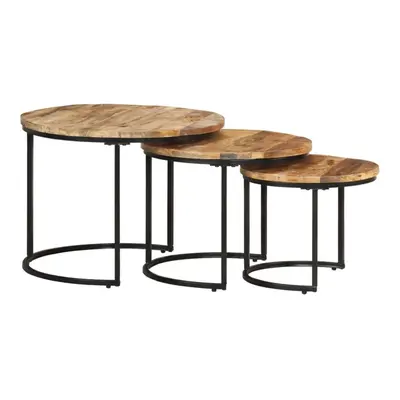 (3) vidaXL Nesting Tables Couch Table Tea Desk Accent Table Solid Acacia Wood