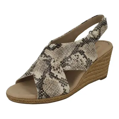 (Taupe, UK 6) Ladies Clarks Wedged Sandals Lafley Lily - D Fit